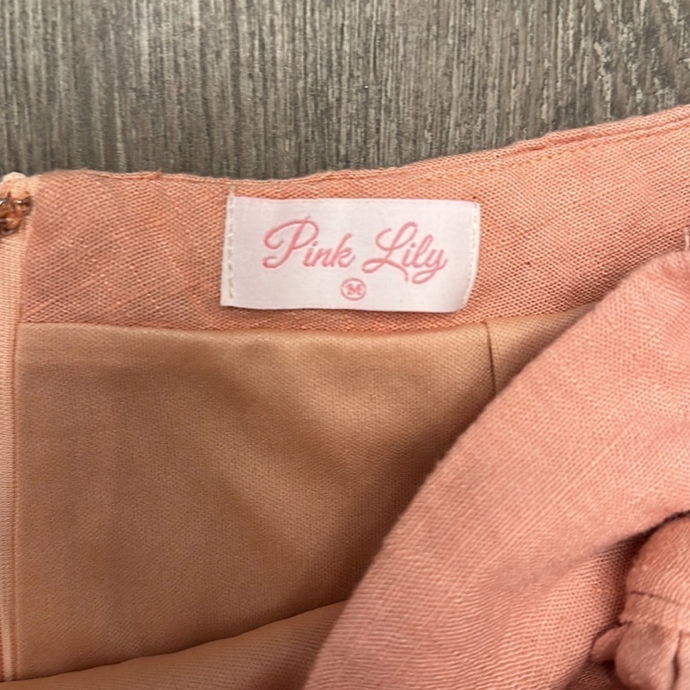 PINK LILY LINEN BLEND PEACHY WRAP SKORT - Size Medium SKU:153 - Picture 3 of 5